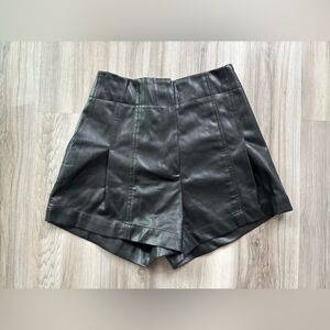 LBLC The Label Medium Black Faux Leather High Rise Shorts